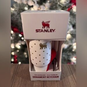 Stanley White and Gold Holiday Keychain and Ornament